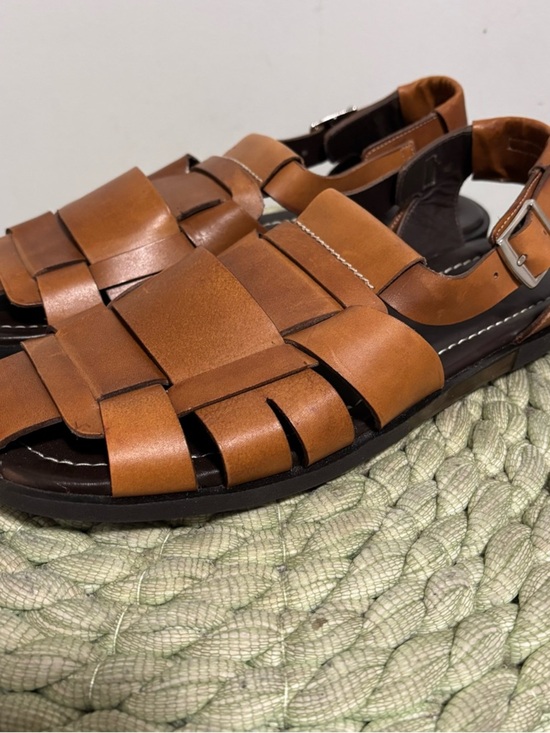 NEW Mezlan R20257 Cognac Calfskin Fisherman Handmade Leather Sandal Size 10 main image 5